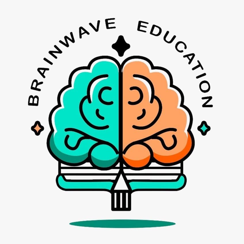 BrainWave Education — logo combining a book and a brain